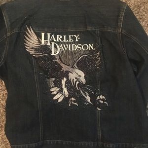 Harley Davidson Women’s bling jean jacket size xl